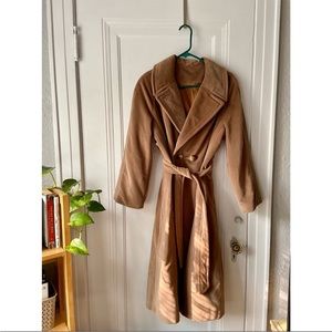 Vintage Brand new with tags tan cashmere long coat trench Petite Small/Medium